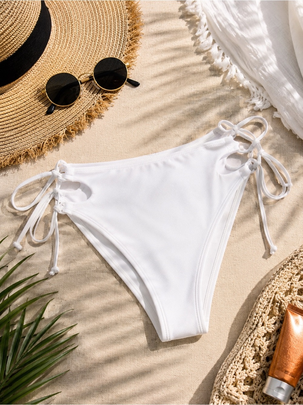 NWT Relleciga White Tie Side Bikini Bottom Size Small